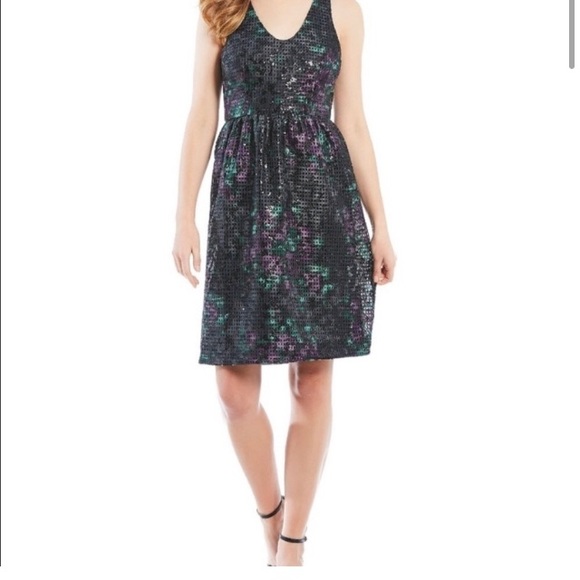 NWT Trina Turk black sequin cocktail dress M - Picture 2 of 13